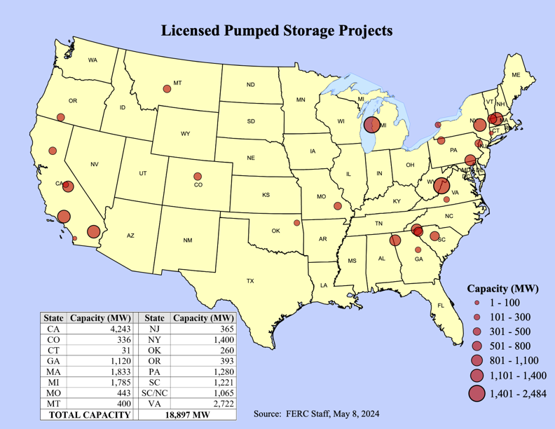 Licensed Pumped Storage Projects Map Federal Energy Regulatory Commission