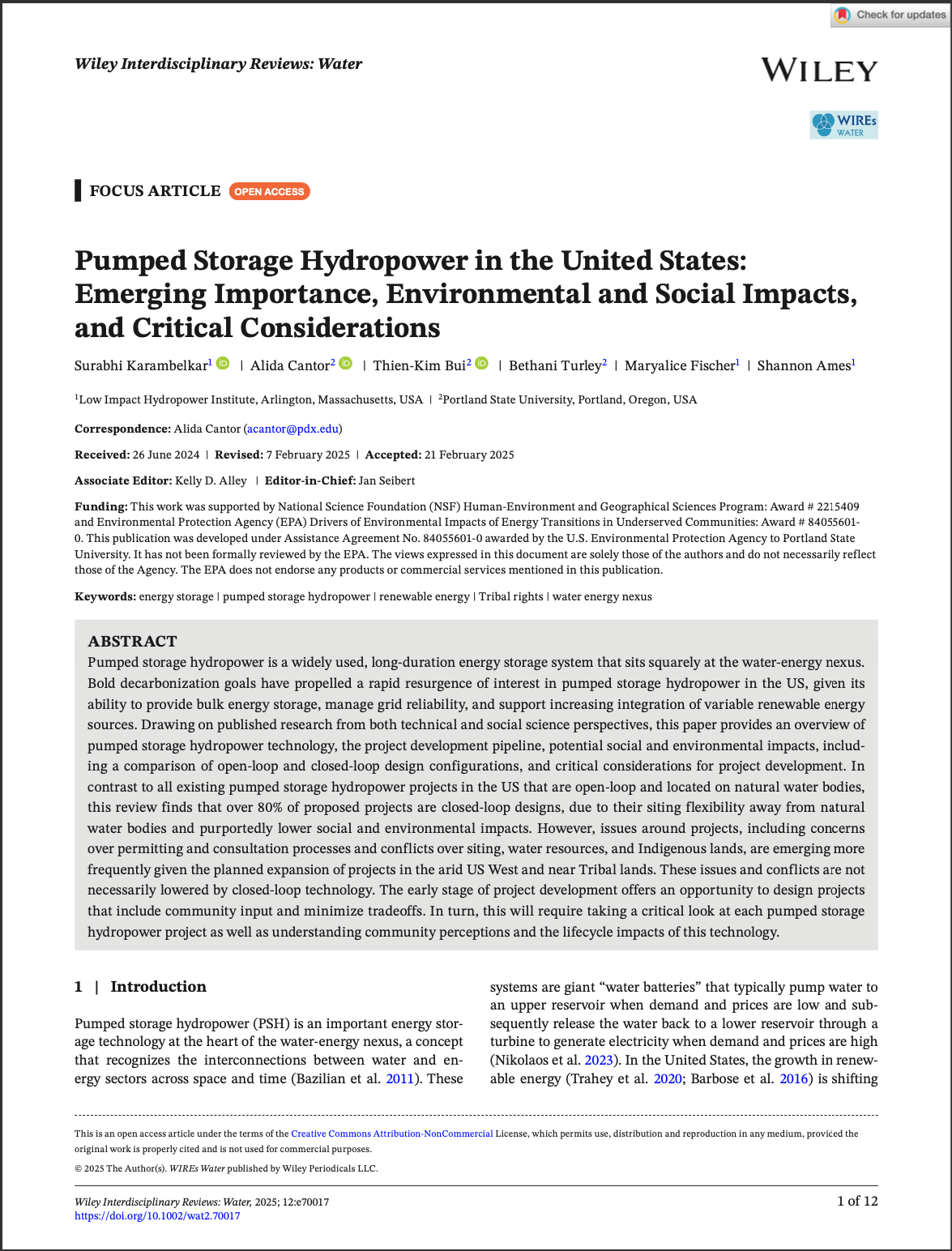 Pumped Storage Hydropower in the US: Emerging Importance, Environmental and Social Impacts, and Critical Considerations